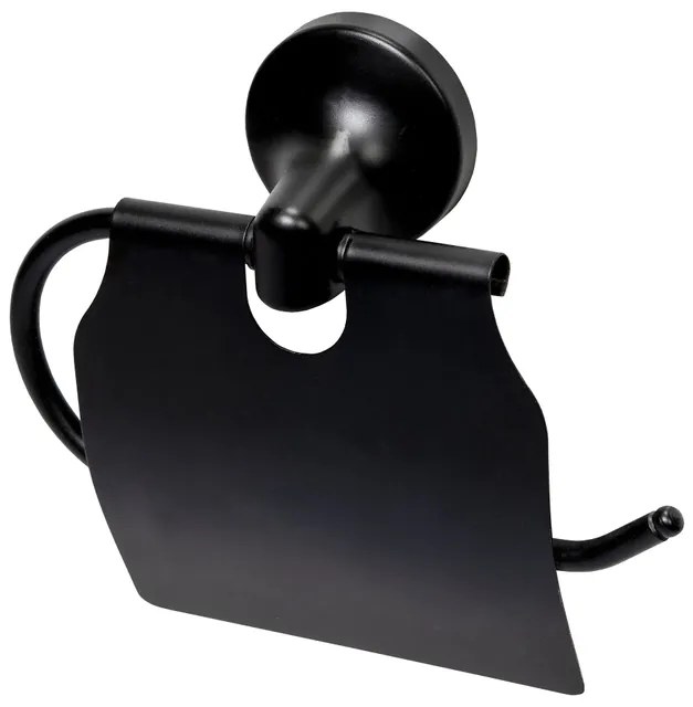 Haceka Aspen Toiletrolhouder - met klep - mat zwart 1209511