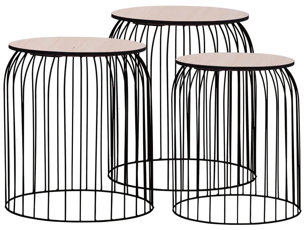 vidaXL Salontafels 3 st zwart