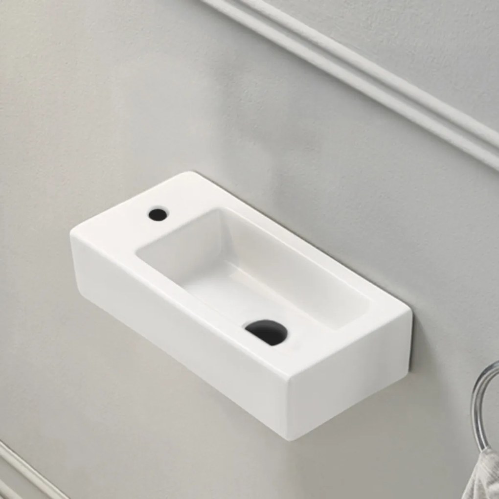 Lambini Designs Amazi fontein met kraangat links wit glans