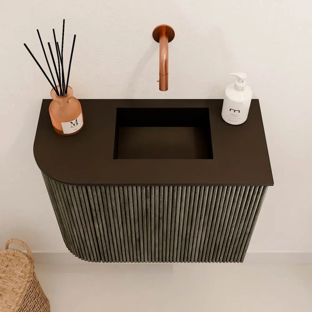 Mondiaz Joya 50cm toiletmeubel ronding links shadow met wastafel faye rechts zonder kraangat urban