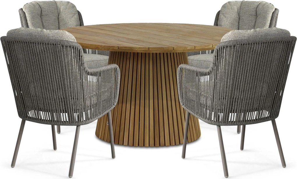 Tuinset 4 personen 140 cm Rope Taupe Santika Furniture Santika