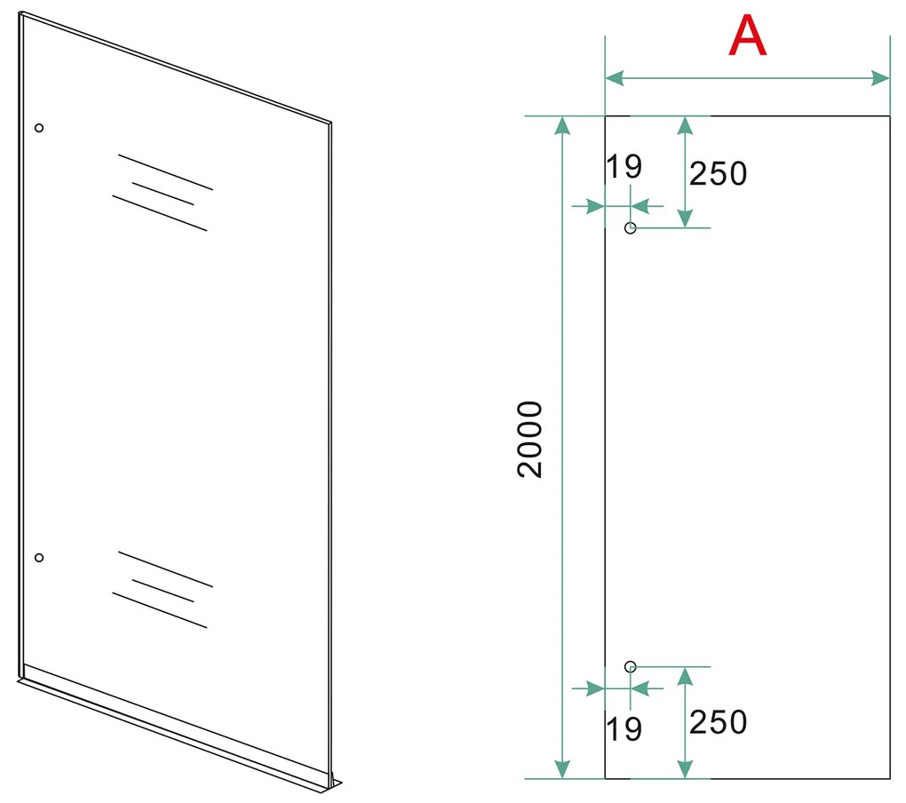 Mueller Black profielloze inloopdouche links 90cm met spiegelrook naar helder glas zwart mat