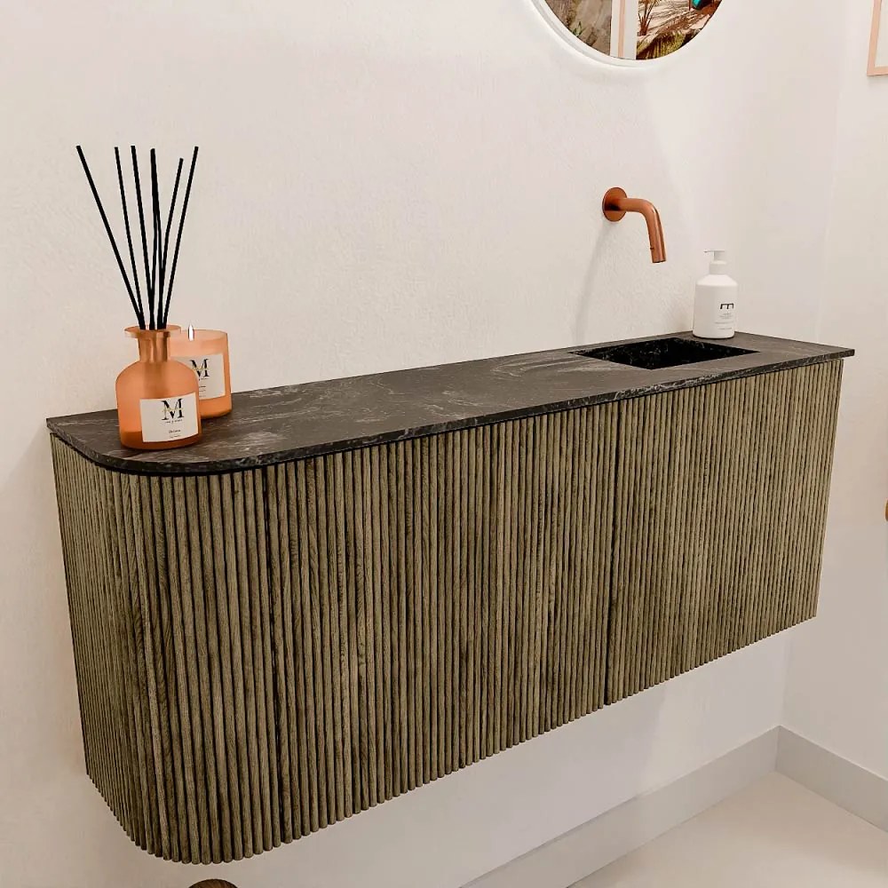 Mondiaz Joya DLux 100cm toiletmeubel ronding links dusk met wastafel faye rechts zonder kraangat lava
