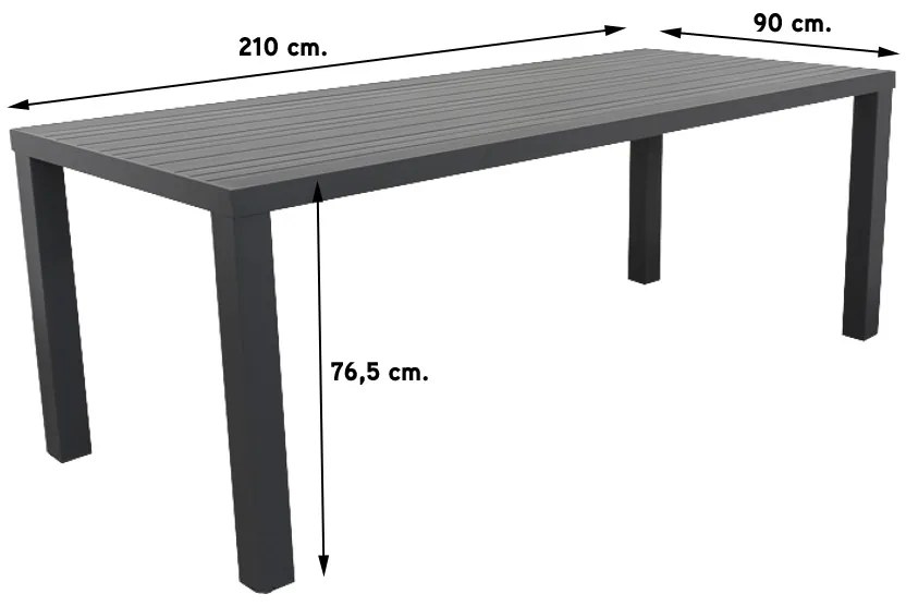 Lima antraciet/Lena 210 cm. tuinset - 7-delig