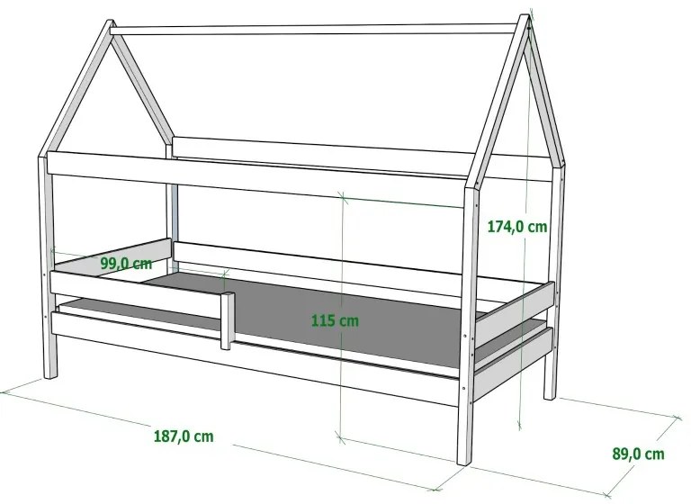 Peuter Natuurlijk Canopy House-vormig eenpersoonsbed - Teddy 5056231749152 Children's Beds Home, 180x80, Grote enkele, Schuimmatras van 9 cm Children'
