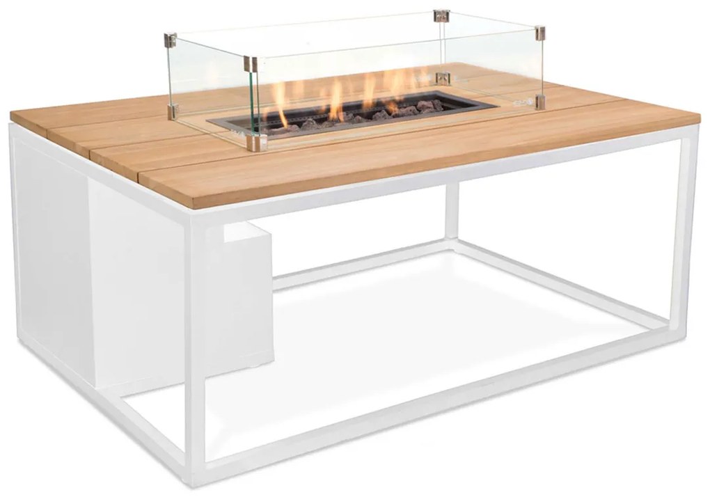 Cosi Fires Cosiloft lounge vuurtafel 120 cm wit - teak top