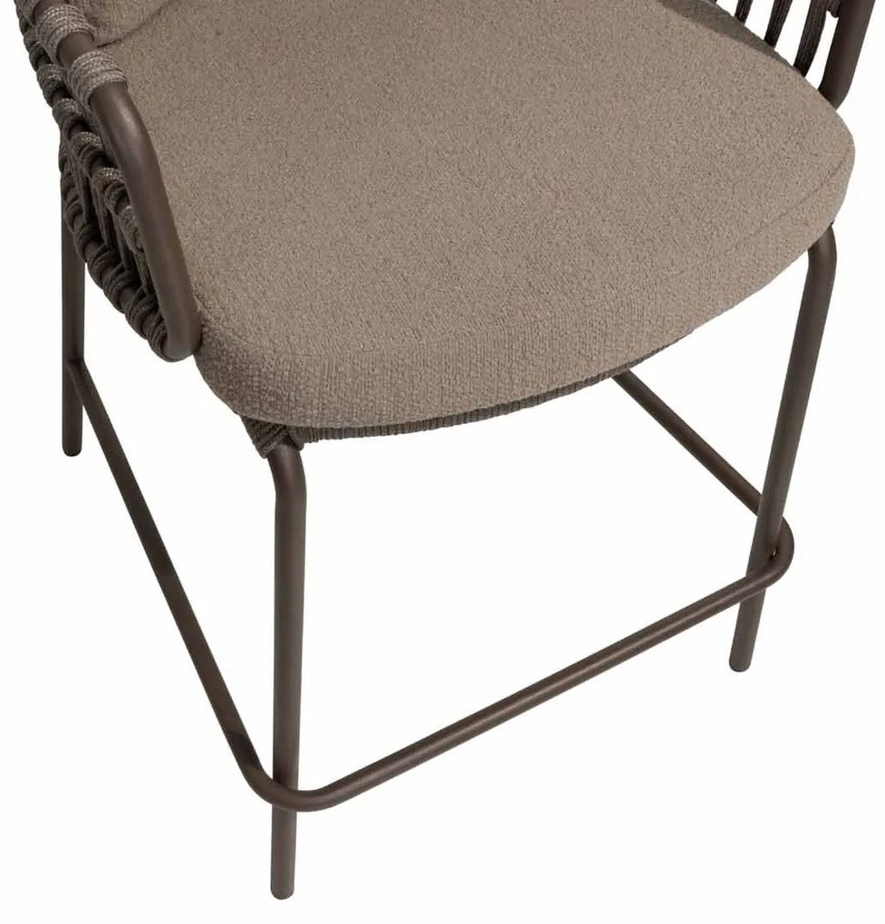 4 Seasons Outdoor Capalbio counter set met Liam tafel teak tafel met keramisch blad 220 x 100 cm Barset beige weerbestendig