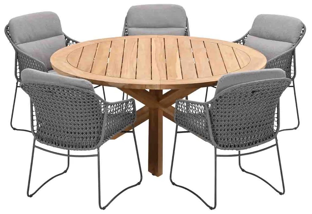 4 Seasons Moretti tuinset 6-delig - Prado tuintafel Ø160 cm