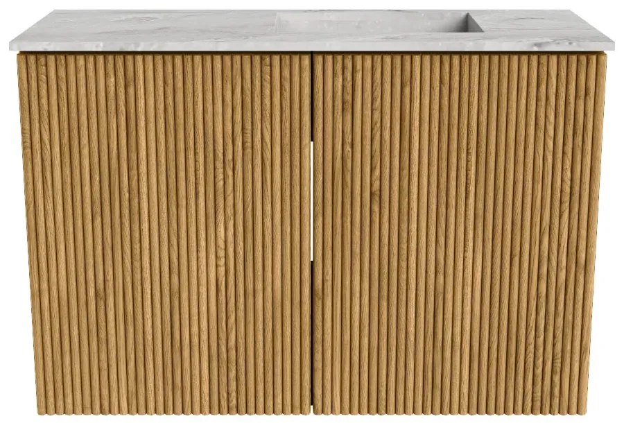 Mondiaz Joya DLux 60cm toiletmeubel oak met wastafel faye rechts zonder kraangat glace