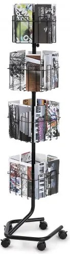 VEVOR Brochurestandaard Vloerbrochurestandaard 32 compartimenten, gaas Literatuurstandaards Krantencatalogusstandaard, brochurestandaard met 5 wielen (2 afsluitbaar) voor winkels, tentoonstellingen, kantoren 41 x 38 x 155 cm