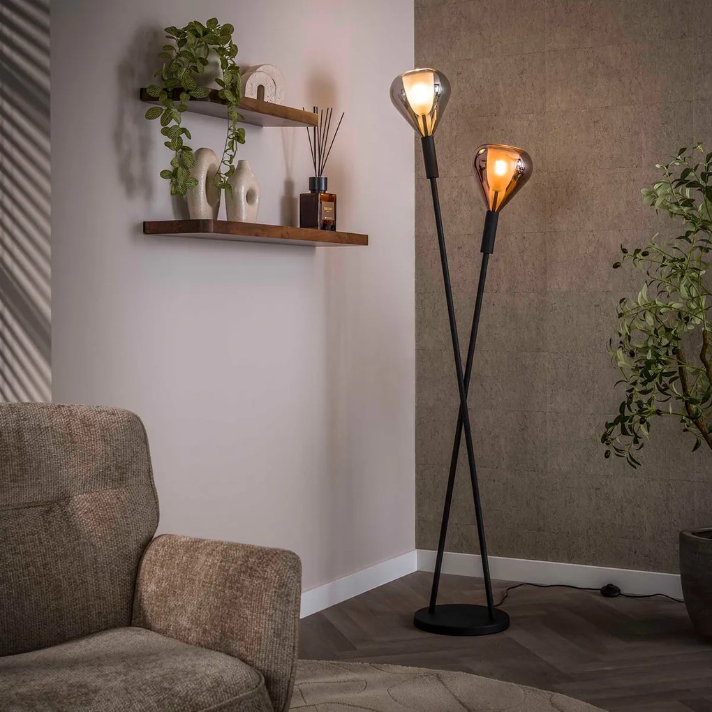 Metale Vloerlamp Met Druppelglas