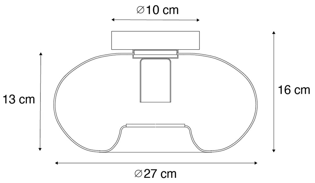 Art Deco plafondlamp goud met glas - Ayesha