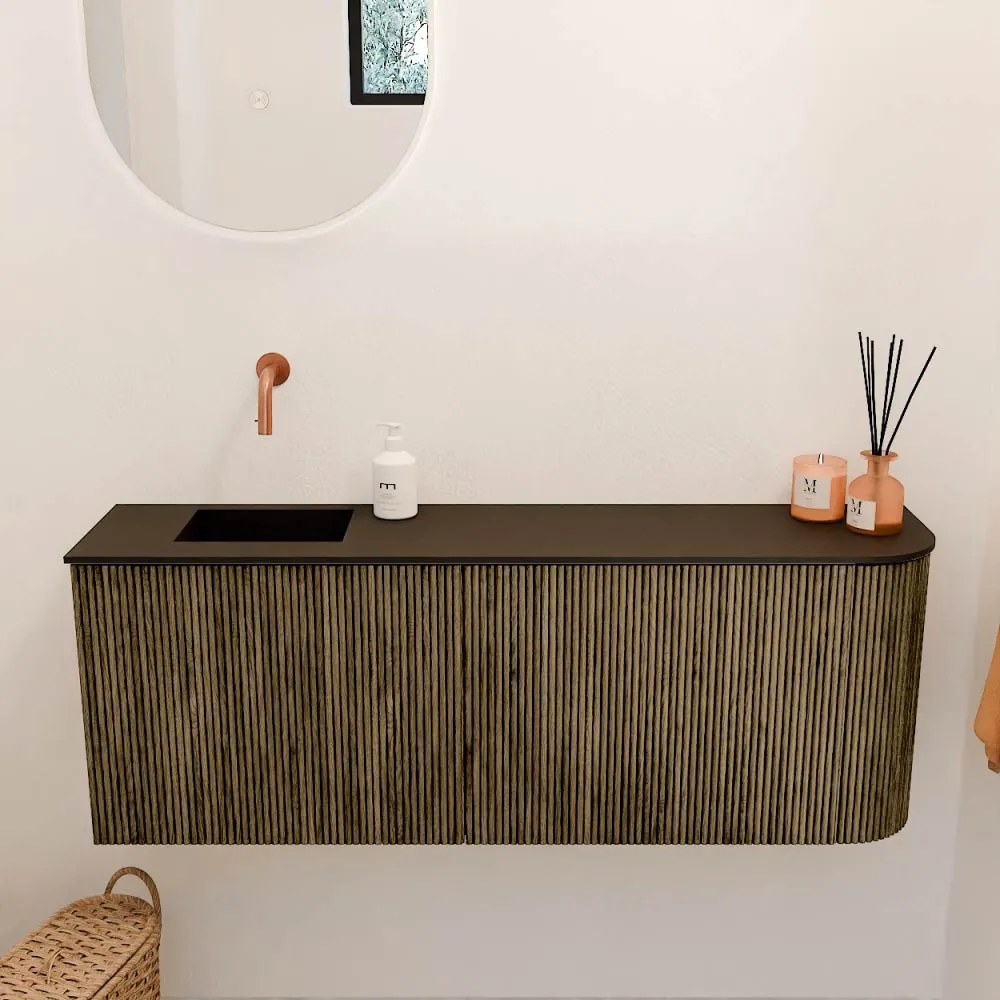 Mondiaz Joya 110cm toiletmeubel ronding rechts dusk met wastafel faye links zonder kraangat urban