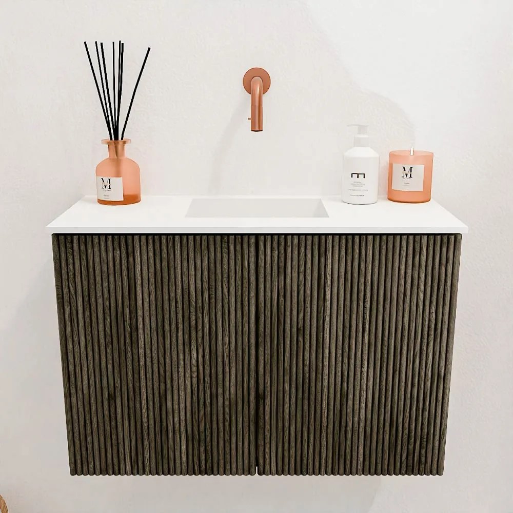 Mondiaz Joya 60cm toiletmeubel shadow met wastafel faye midden zonder kraangat talc