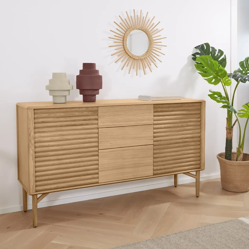 Kave Home Lenon Eiken Retro Dressoir - 155x45x86cm.