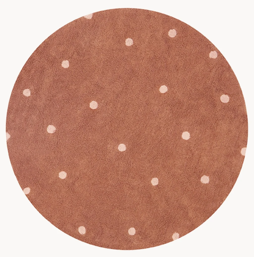 Handgetuft rond vloerkleed Dot met hoog-laag effect, wasbaar
