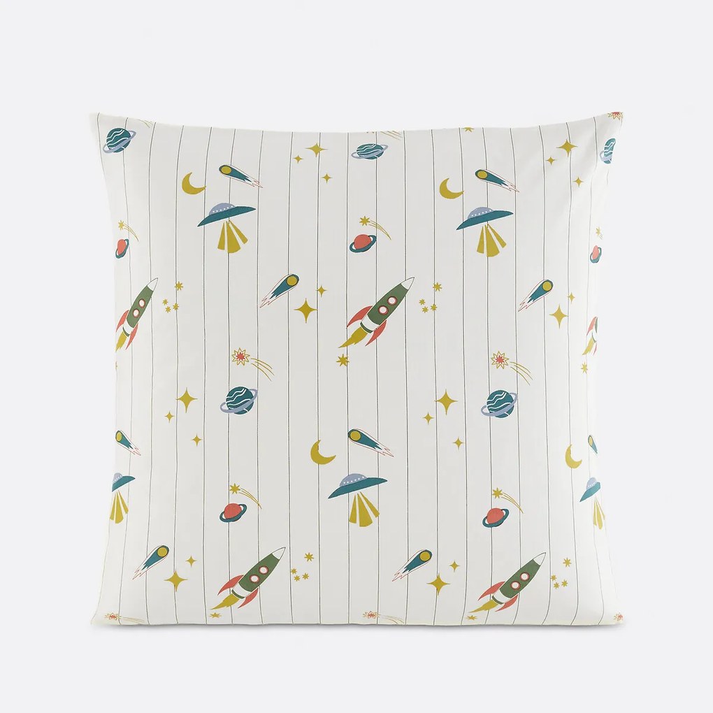 Kussensloop voor kinderen, 30% gerecycled gewassen katoen, raketprint, EGOR