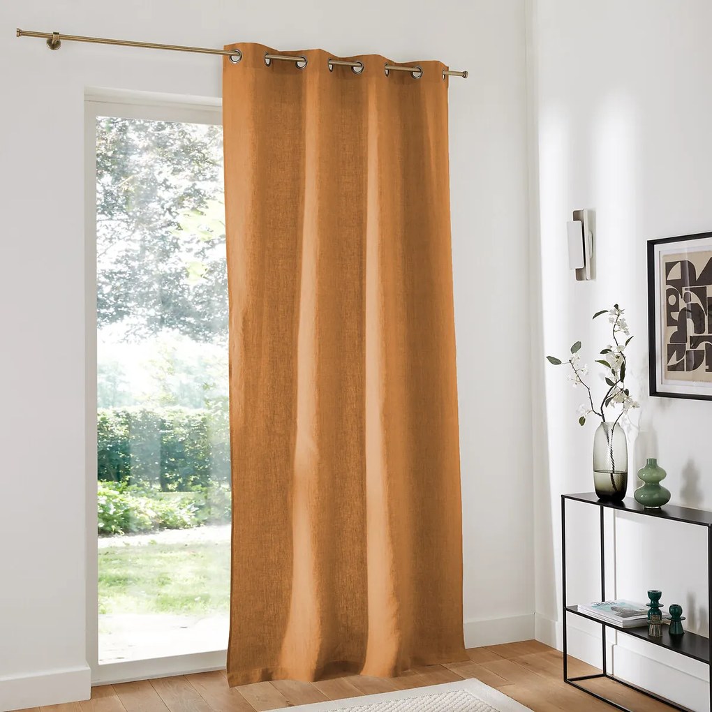 Gordijn in gewassen linnen met oogjes Onega