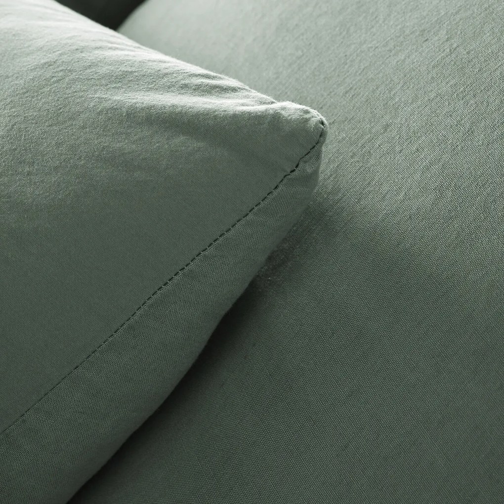 Dubbelzijdige kussensloop in gewassen linnen en gewassen katoen, Annaba