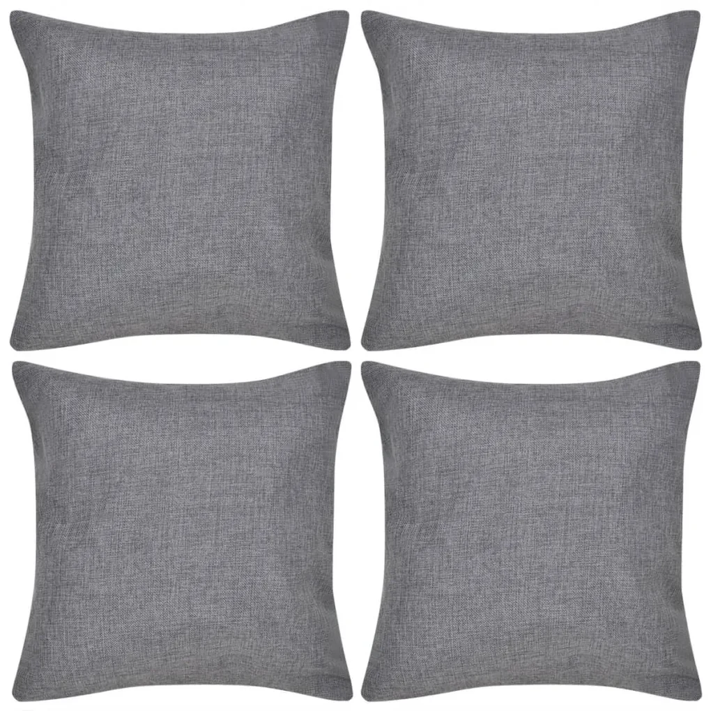 vidaXL Kussenhoezen linnen look 40 x 40 cm antraciet 4 stuks