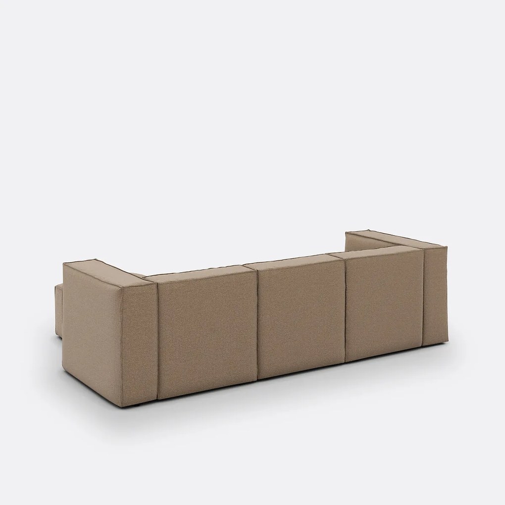 Modulaire bank, 3-zit en poef, in gestructureerde stof, Seven