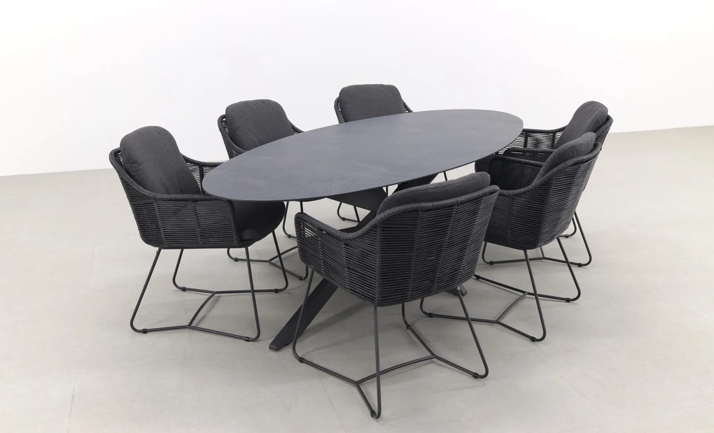 Belmond antraciet/Privada 240x107 - Ovale tuinset - 7-delig