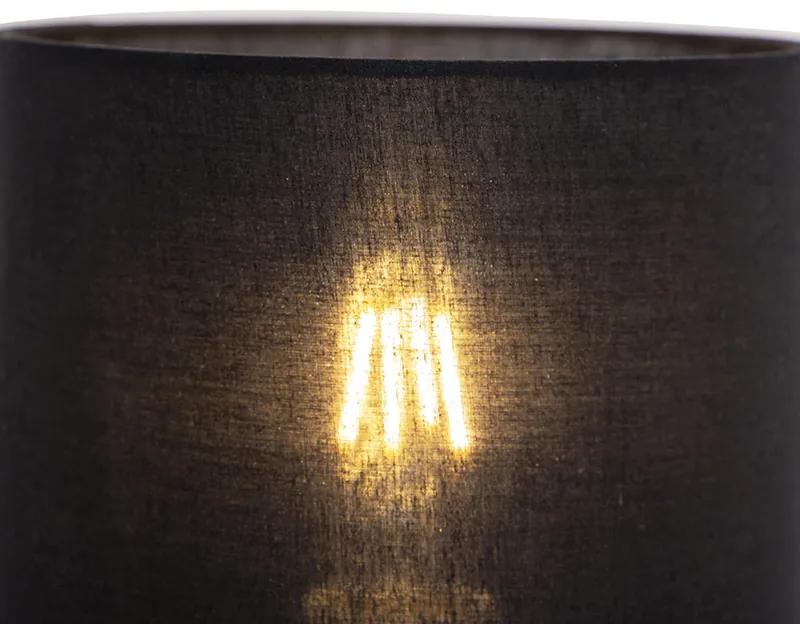 LED Art Deco wandlamp goud met katoenen zwarte kap - Stacca Art Deco E27 cilinder / rond Binnenverlichting Lamp