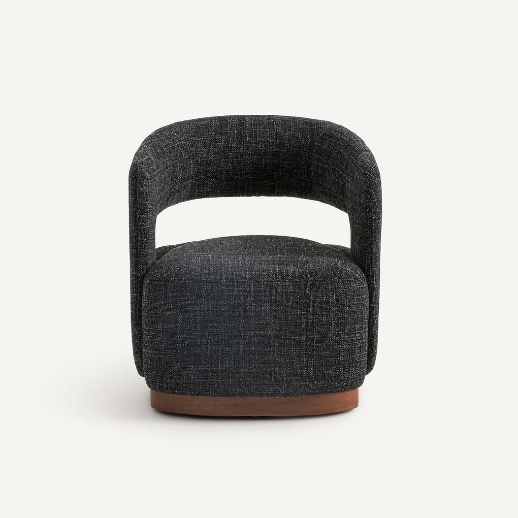 Draaifauteuil met walnoten onderstel, mêleestof, Jesper