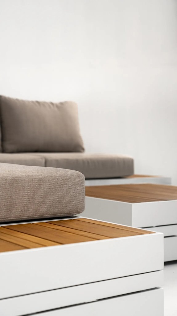 DATHO OUTDOOR Hoek Loungeset - Formentera - Aluminium - Teak - Frost White - Datho Outdoor