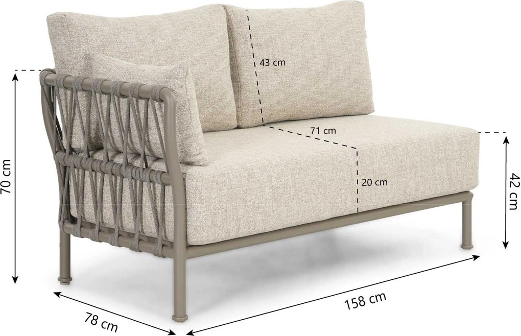 Hoek loungeset 5 personen Rope Taupe  Santika Furniture Santika
