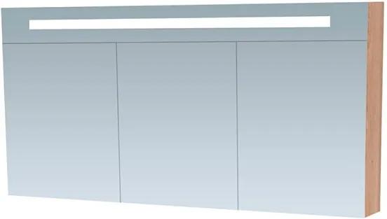Spiegelkast Delia 140x70x15cm MDF Legno Calore LED Verlichting Lichtschakelaar Stopcontact Binnen en Buiten Spiegel