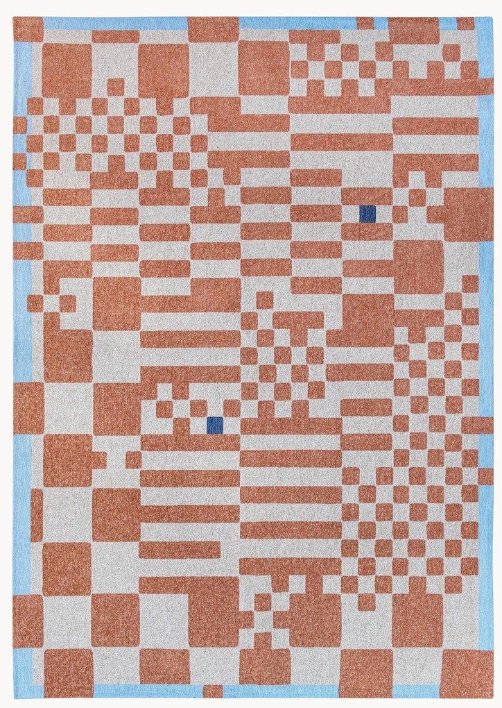 Platgeweven jacquard vloerkleed Chess