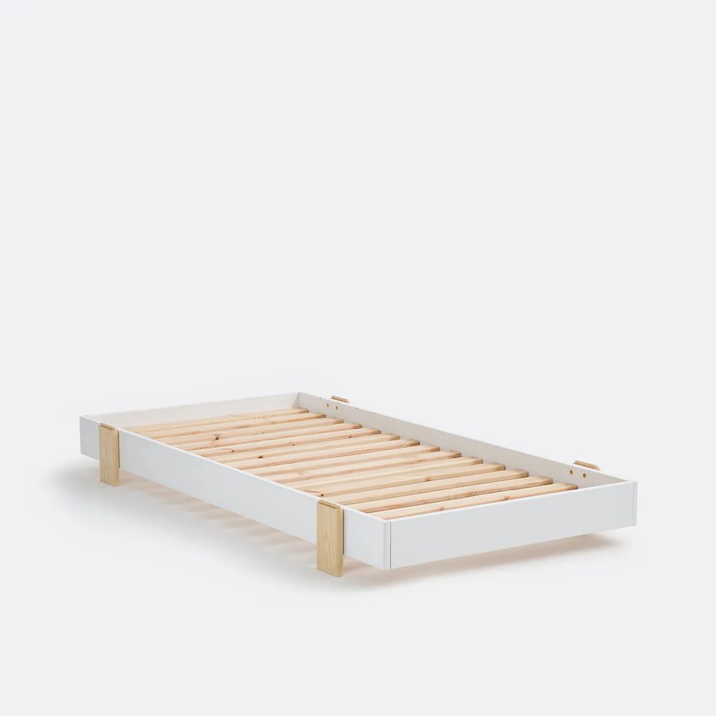 Bed met boxspring, stapelbaar, massief grenen, PYLA