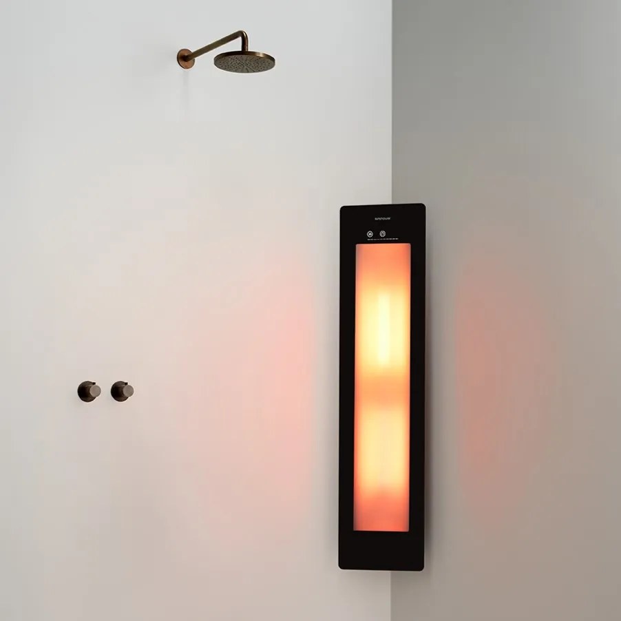 Sunshower Round Plus Medium Black infraroodlamp en UV 33x140x10cm hoekopbouw