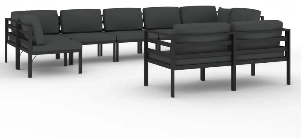 vidaXL 9-delige Loungeset met kussens aluminium antracietkleurig