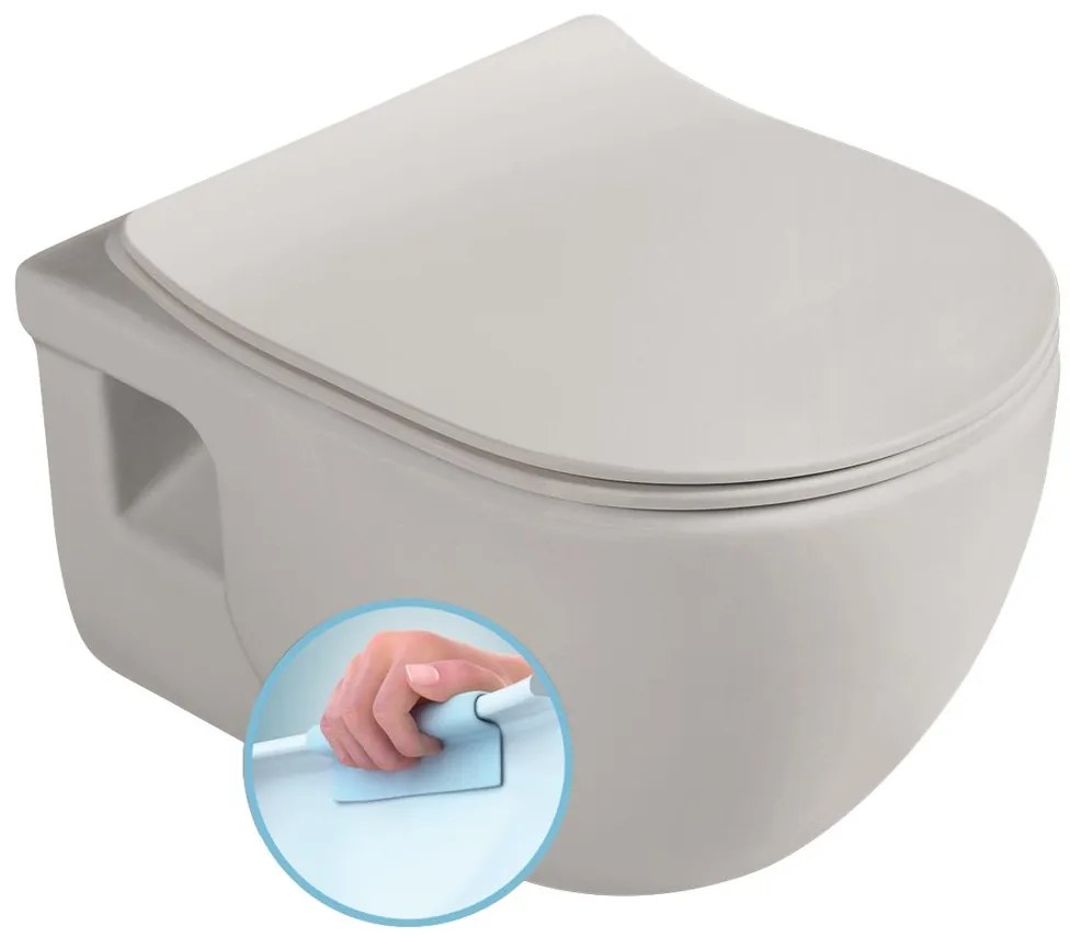 Sapho Brilla randloos toilet met zitting 36.5x53cm latte mat