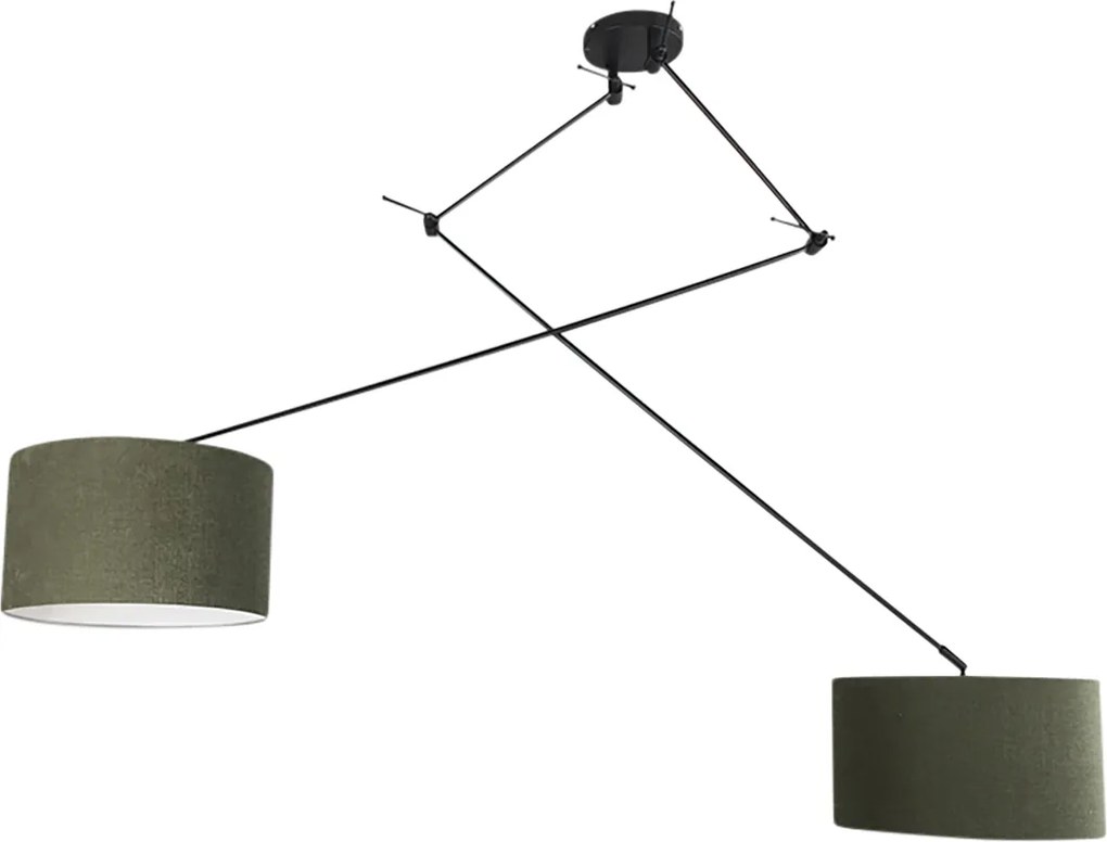 Smart hanglamp zwart met kap 35 cm groen incl. 2 Wifi A60 - Blitz