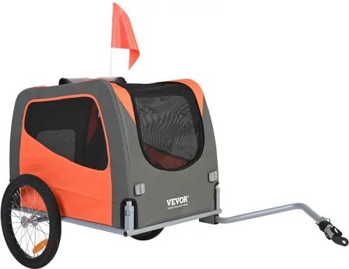 VEVOR Hondenkar 30 kg Fietskar Koolstofstaal + 600D Oxford-stof + PP Opvouwbaar 1440 x 720 x 779 mm als opgevouwen kar 760 x 560 x 195 mm Oranje &amp; Grijs