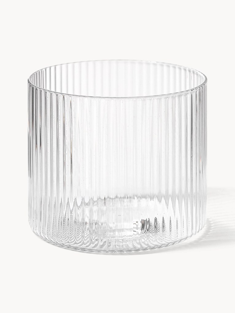 Mondgeblazen waterglazen Ripple met groefreliëf, 4 stuks