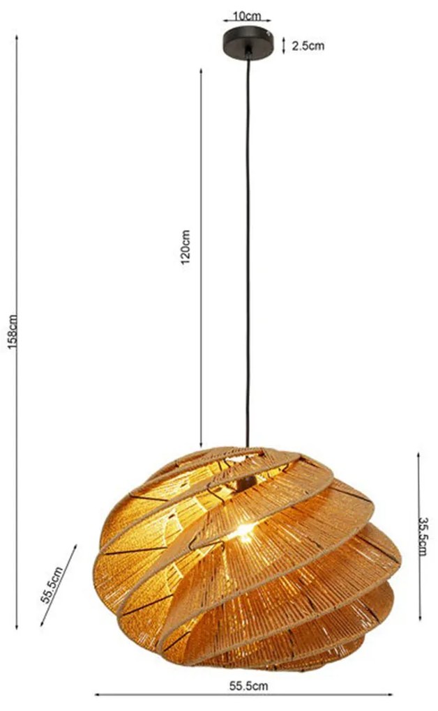 Kare Design Aloha Whirl Retro Hanglamp Rotan Riet