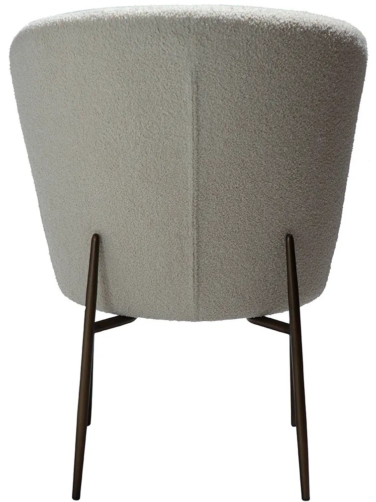 Dan-Form Orbit Eetkamerstoel Met Hoge Rugleuning Rond Boucle Lichtgrijs