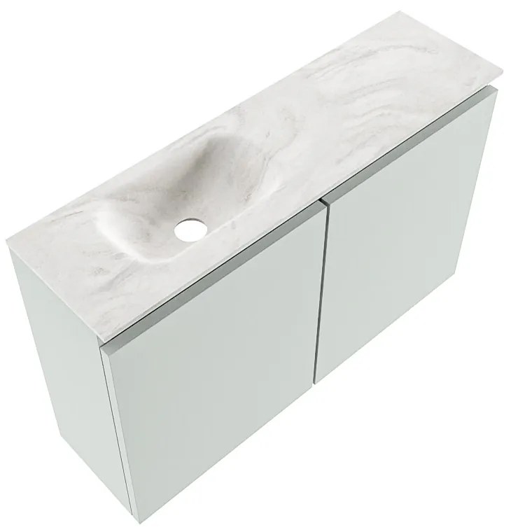 Mondiaz Ture DLux toiletmeubel 80cm greey met wastafel ostra links met kraangat