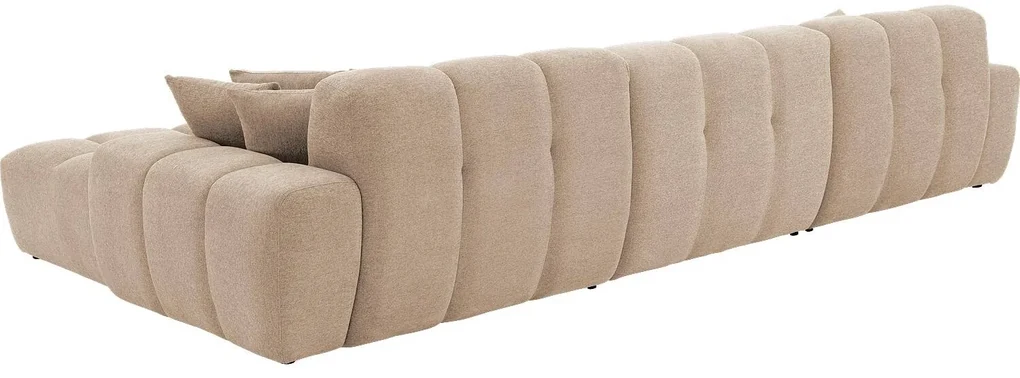 Goossens Excellent Bank Kubus - 30 X 30 Cm Stiksel wit, stof, 1,5-zits, modern design met chaise longue rechts