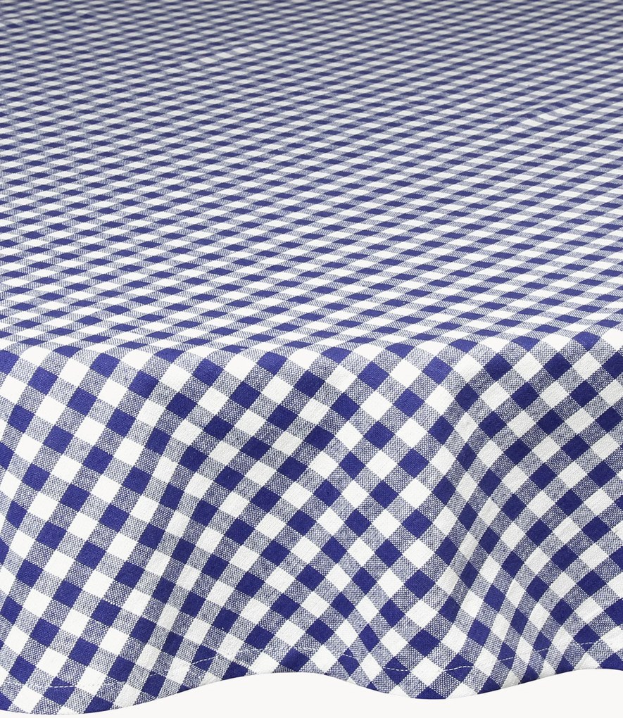 Rond tafelkleed Vichy Blu met Vichy-ruit