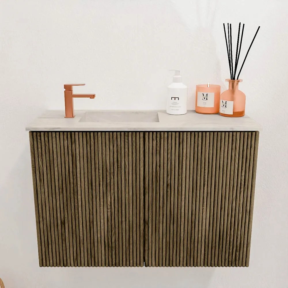 Mondiaz Joya DLux 60cm toiletmeubel dusk met wastafel faye links 1 kraangat ostra