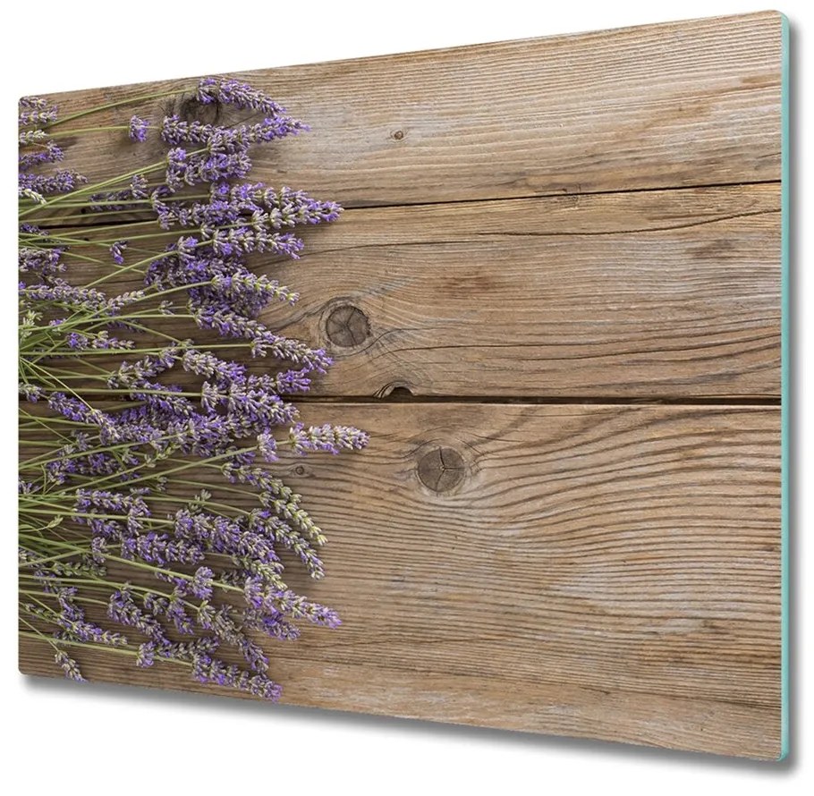snijplank glas Lavendel op hout 60x52cm