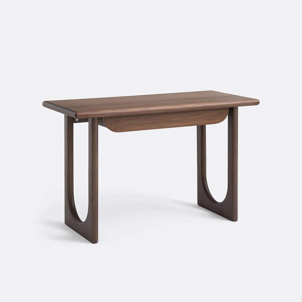 Bureau van massief essenhout en walnootfineer, 1 lade, DOUVE