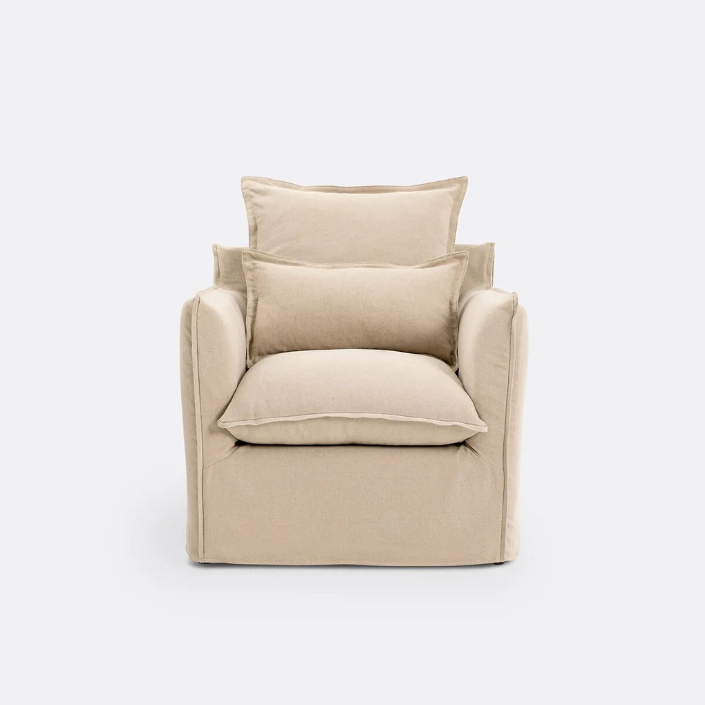 Fauteuil, afneembare hoezen, in dik linnen, Odna