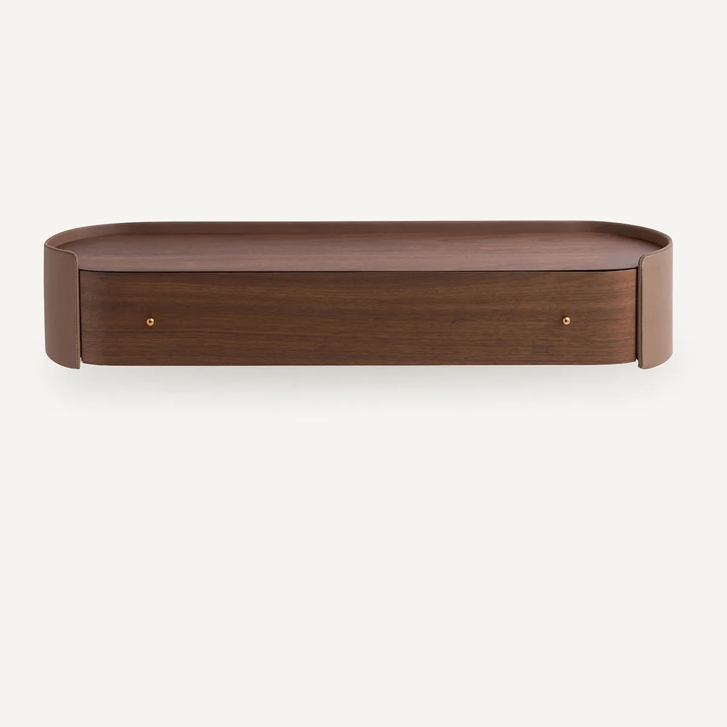 Wandconsole van walnootfineer en leer, Firmo