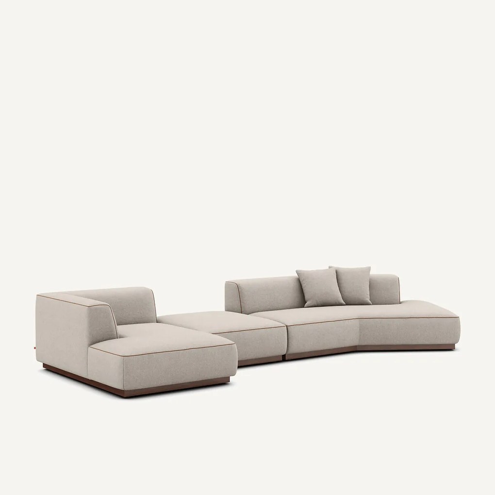 Open bank met hoek links met voetensteun in viscose en linnen met structuur, JACOPO